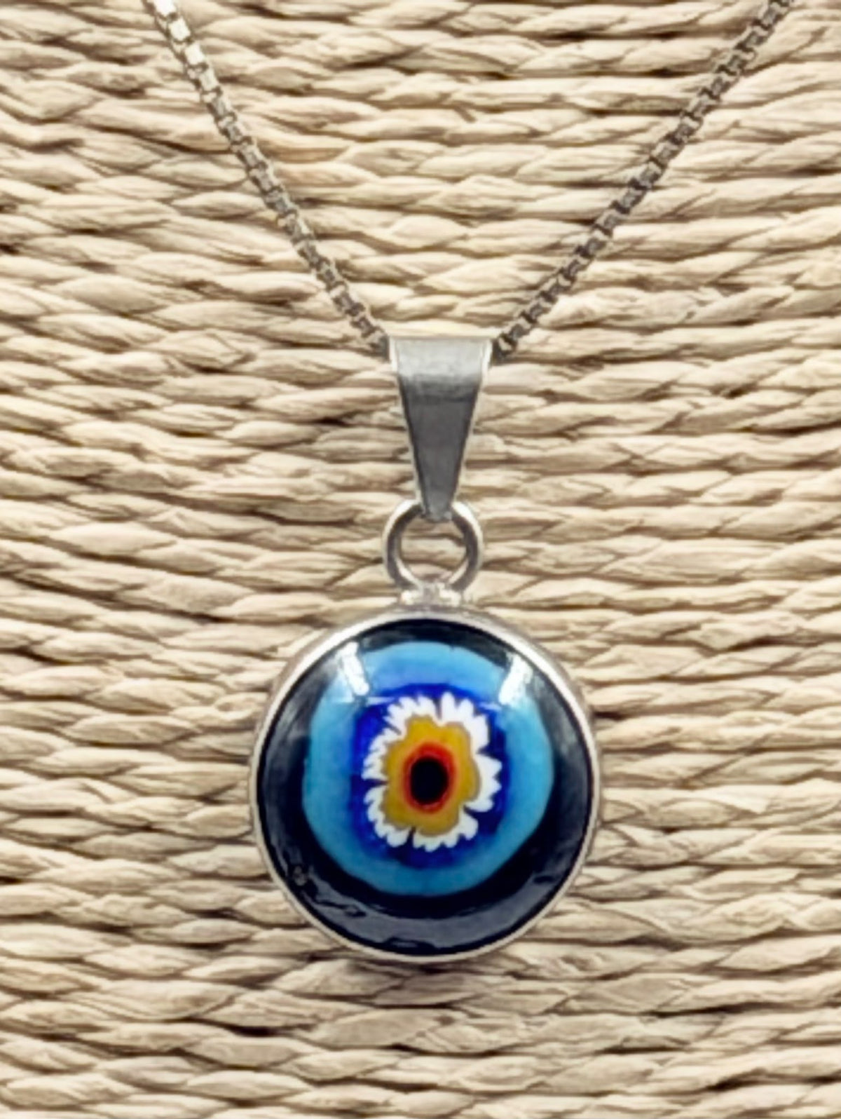 Millefiori evil eye pendant detail