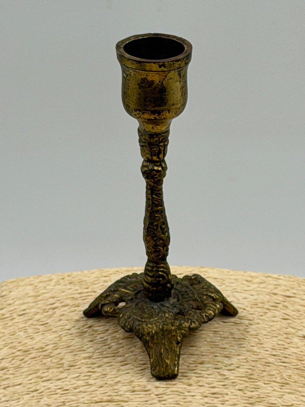 Vintage Brass Jewish Shabbat Kiddush Candlestick – Israeli Judaica Collectible