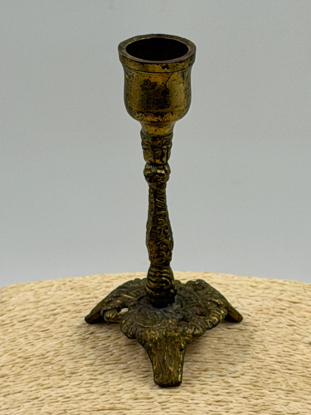 Vintage Brass Jewish Shabbat Kiddush Candlestick – Israeli Judaica Collectible