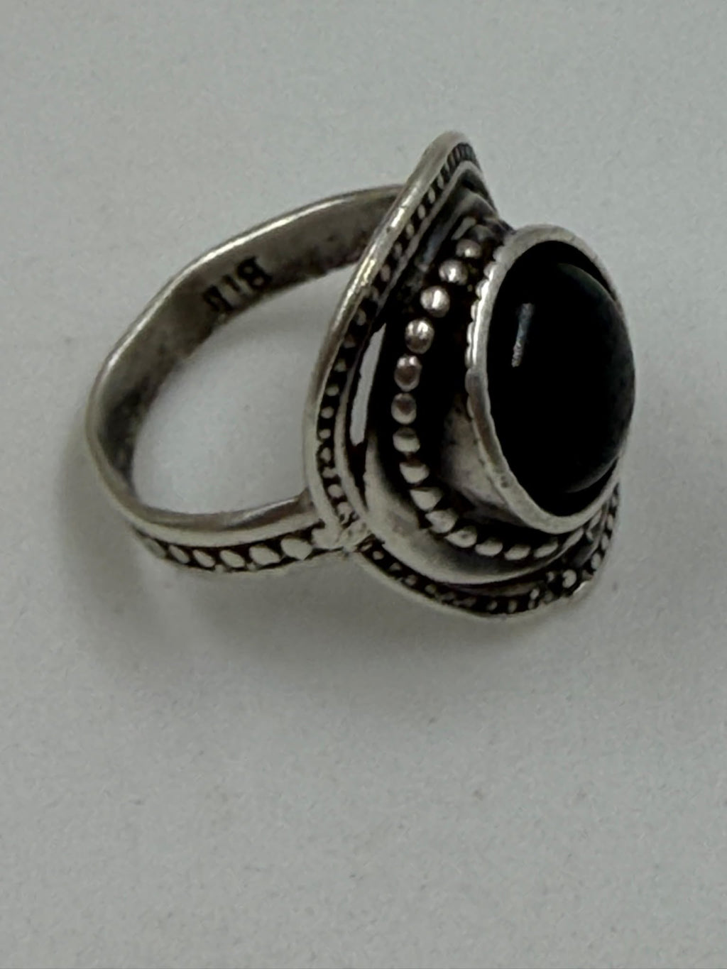 925 Sterling Silver Black Onyx Ring - 925 hallmark