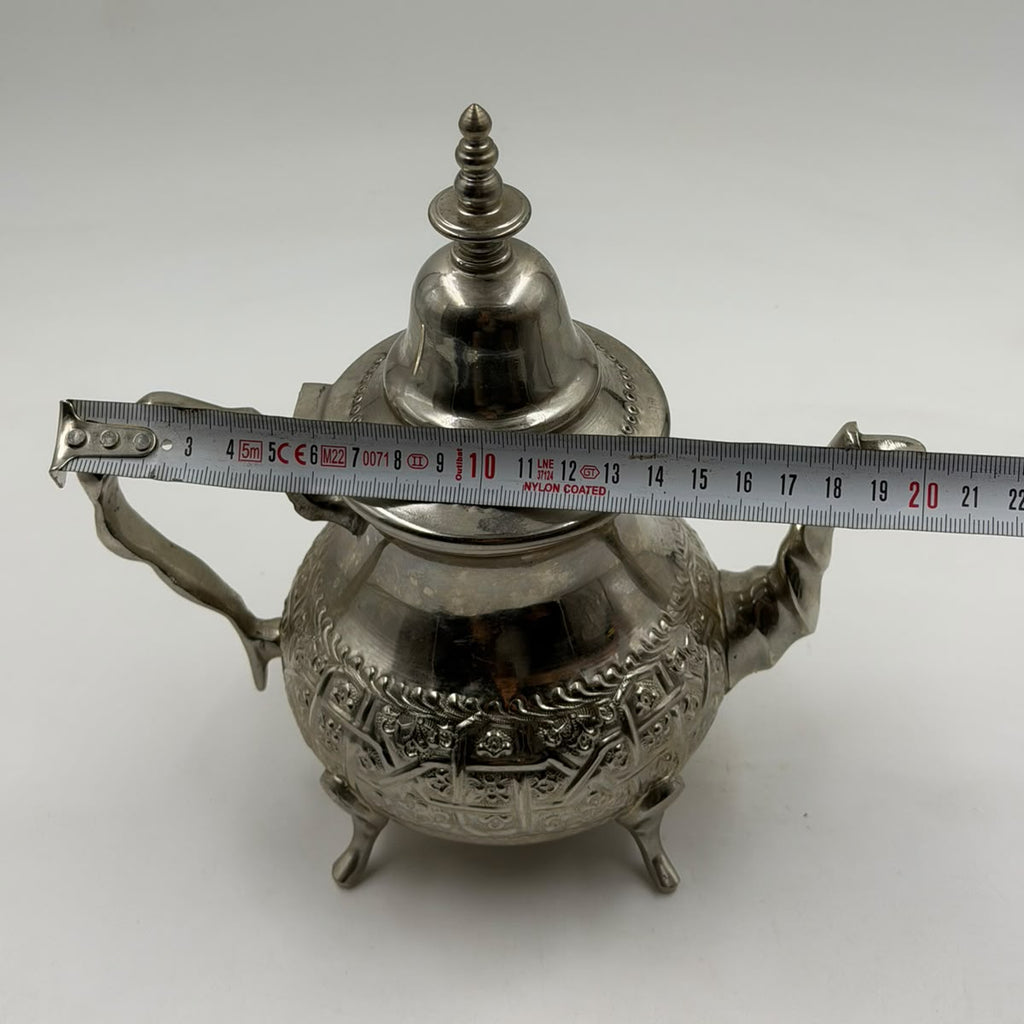 Vintage Moroccan Silver-Plated Teapot front view