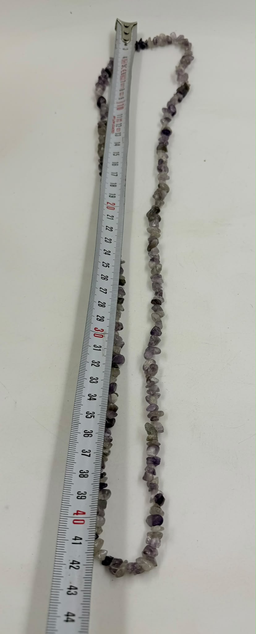 Natural amethyst chip necklace length measurement 43cm with ruler