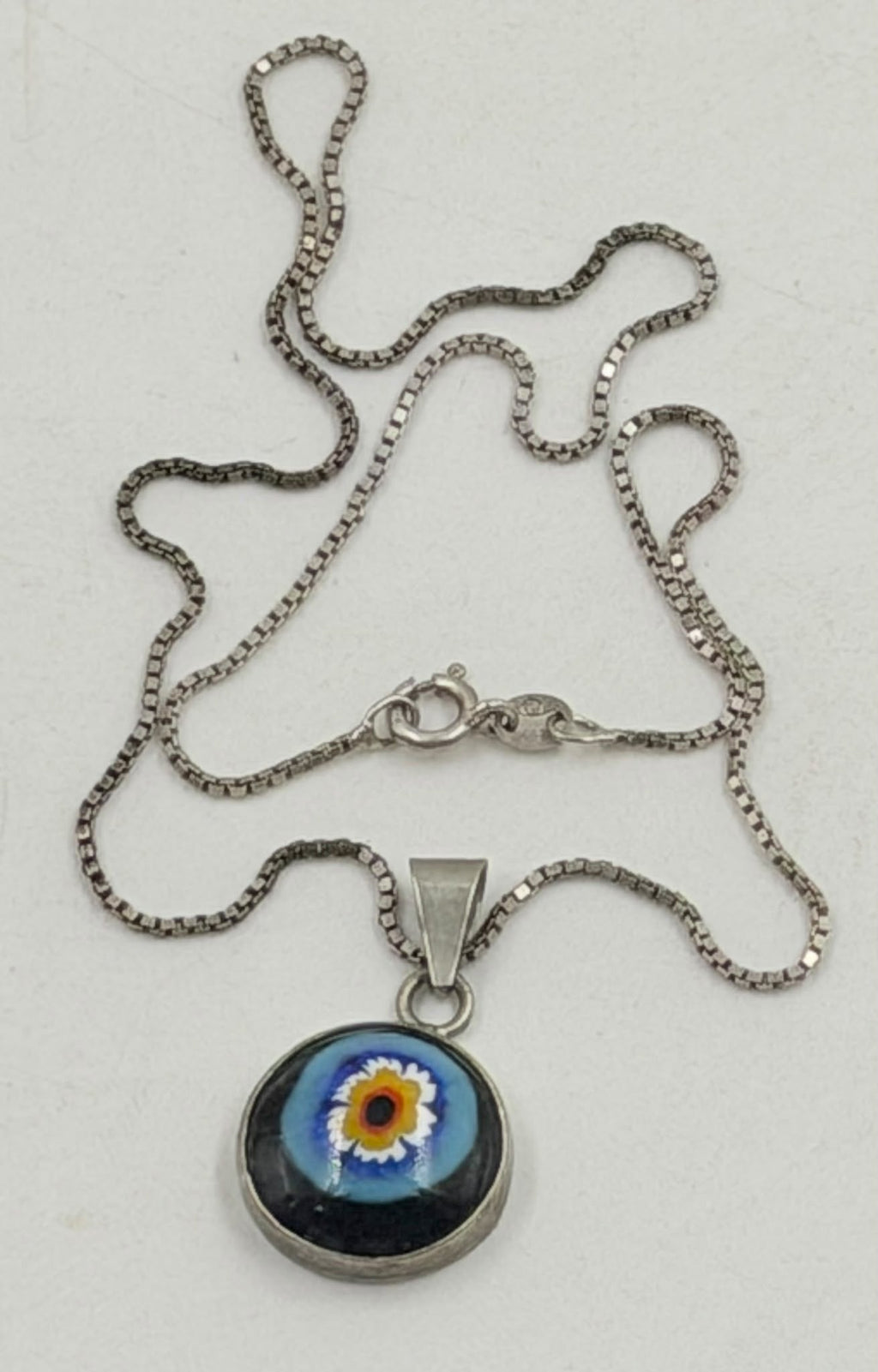 Millefiori evil eye necklace full view
