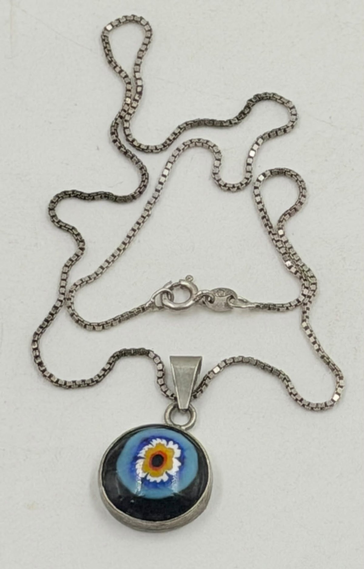 Millefiori evil eye necklace full view