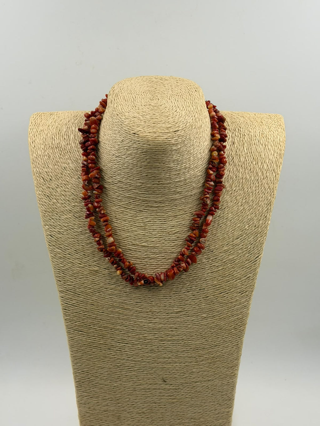 Natural Red Carnelian Chip Necklace – 45cm | 925 Sterling Silver Clasp | Handcrafted Gemstone Jewelry