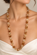 Vintage Champagne Crystal Bead Necklace – 14KGP Gold Plated Clasp