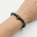Picasso jasper lapis lazuli leopard bracelet on wrist