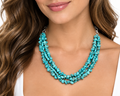 Triple Strand Turquoise Chip Stone Necklace – 22 cm Boho Gemstone Jewelry