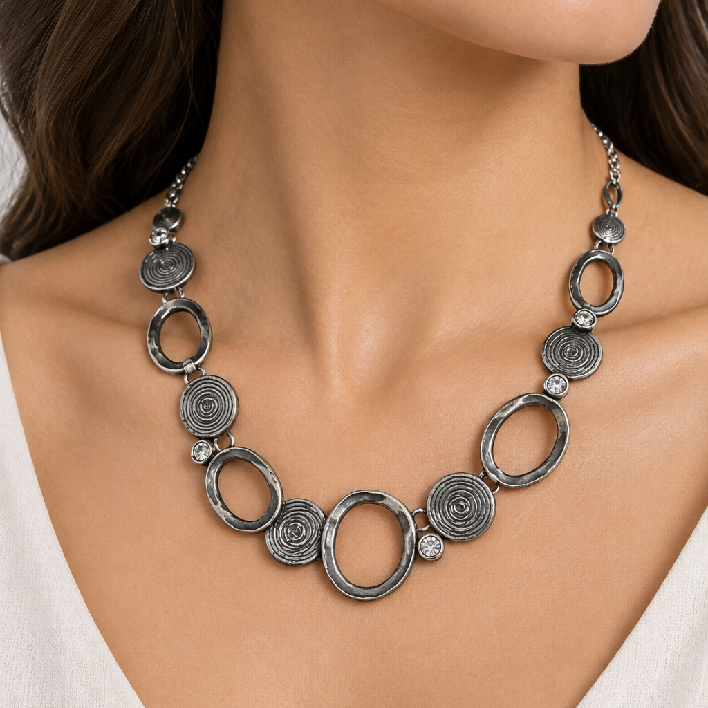 Necklace worn on woman's neck